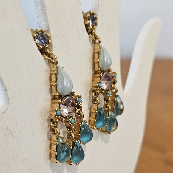 NWT'S - COWGIRL CONFETTI -  Lilac and Teal Jeweltone Drop Stud Earrings - Picture 7 of 7